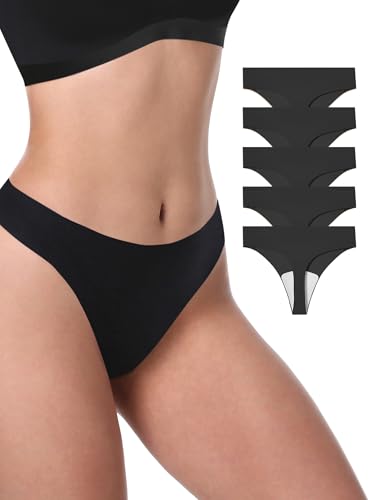Image of LUCKMEEY Seamless Thongs for Women No Show Thong Panties for Women No Line G-String Thongs Sexy Shapewear Underwear Pack