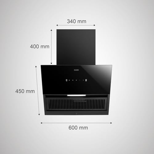 Glen 60 cm 1200 m³/hr Filterless Thermal Autoclean Kitchen Chimney, Slant |(Hood Neo EX 60,Touch & Gesture Control,Black)