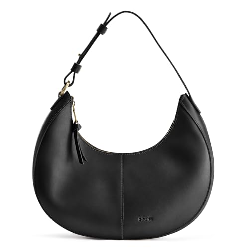 Image of S-ZONE Top Grain Leather Shoulder Bags for Women Hobo Crescent Bag Handbags Purse