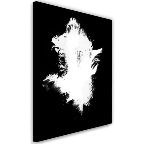 Impression d'art abstraite de silhouette de lion noir et blanc pour salon moderne 60x80cm