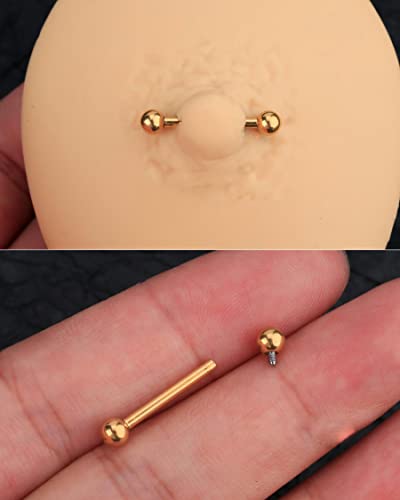 OUFER Titanium Nipple Rings, Internally Threaded 14G Straight Barbells Piercing Jewelry for Women Men3