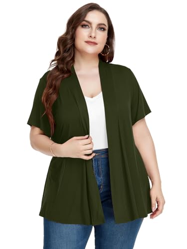 Image of LARACE Short Sleeve Cardigans for Womens Summer Tops Casual Plus Size Open Front Lightweight Cover Up