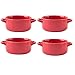 Miski zupy Zestaw 4 misek zupy ceramicznej z uchwytami, ceramiczne serwowanie miski zestaw do zupy, płatków i gulaszu, miski śniadaniowej, kapusty .Miseczka na płatki (Color : Red)