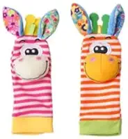 Chocalhos para Pés e Pulso de Bebê, Brinquedo Sensorial, Meias com Animais, para Recém-Nascidos de 0 a 9 Meses