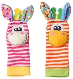 Chocalhos para Pés e Pulso de Bebê, Brinquedo Sensorial, Meias com Animais, para Recém-Nascidos de 0 a 9 Meses