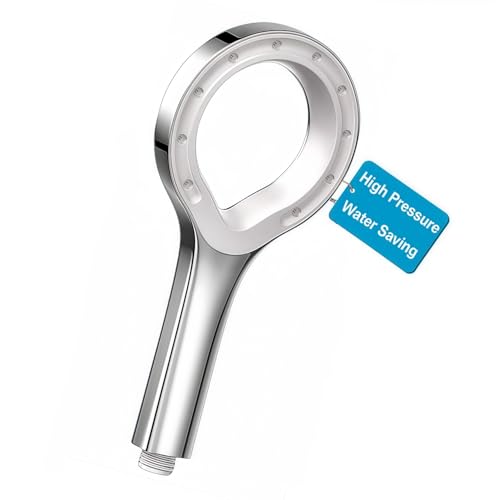 CUCM Shower Head with High Pressure and Water Saving Design, High Pressure(220%) Water Saving(60%) Handheld Shower Head with Polymer Mist Spray, Unique Star Ring Shaped Chrome