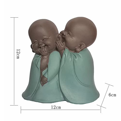 Fiyoeo Siamese Laughing Buddha Statues Sculptures Hand-Carved Buddha Statue Buddhism Lucky/Happy/Wealth/Peace Sign Home Decor Car Ornament #TOP6