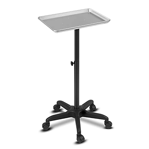 Flolxnb Salon Tray Cart Premium Aluminum Tattoo Tray Rolling Trolley Adjustable Height Storage Utility Cart For Clinic Spa Rolling Tray(Silver) #TOP21