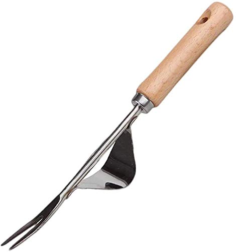 Stainless Hand Weeder Tool,Garden Weeding Removal Cutter Tool,Smooth Natural Wood Handle and Leverage Metal Base Creates Perfect Angle for Easy Weed Removal and Digging Best Tool for Garden Lawn Yard
