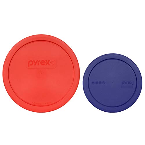 Pyrex (1) 323-PC Rouge 1,5 qt (1) 322-PC Bol mélangeur couvercle en plastique bleu, fabriqué aux États-Unis