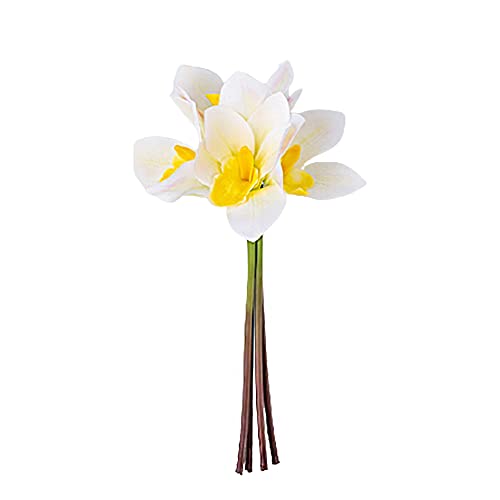 HAOSHICS 4 piezas de flores artificiales de Cymbidium con tacto realista, centros de mesa de flores falsas para bodas, hogar, oficina, festivales, fiestas, hotel, restaurantes (blanco)