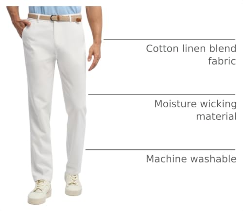 Image of Willit Men's Linen Pants Casual Linen Dress Pants Beach Summer Lightweight Trousers 28 inch 30 inch 32 inch