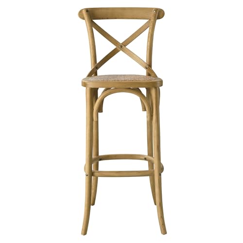 Taburete de bar Modway Gear con respaldo en X y estructura de madera, totalmente ensamblado, color natural miniatura 6