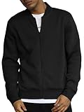 ORANDESIGNE Übergangsjacke Herren Jacke Bomberjacke Herbstjacke mit Reißverschluss Sweatjacke Ohne Kapuze A Schwarz XL