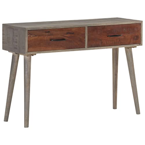 ZQQLVOO Mesa consola gris 110 x 35 x 75 cm, madera maciza de mango rugosa, mesa de consola, mesa de consola, mesa de pasillo, mesa de entrada, aparador, mesa auxiliar para entrada y pasillo