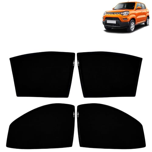 Image of KINGSWAY Car Sun Shade Curtains Only Compatible with Maruti Suzuki S Presso (2019 to 2024) | Z-Black Fix-Type (Non-Magnetic) | UV & Heat Protection | Pack of 4 Pcs