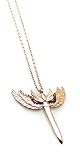 Archangel Michael Sword Pendant Necklace for Women – Rose Gold Plated 925 Sterling Silver with Pink Stone Accents, Christian Faith Jewelry Gift