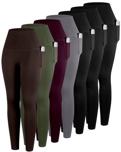 Image of ATHVOTAR Leggings with Pockets for Women, 7 Packs High Waisted Workout Tummy Control Yoga Pants
