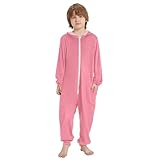 CHIFIGNO Salmon Pink Unisex Kids' Onesie Hooded Jumpsuits Funny Cosplay Onesie Costume Outfit Suit for Boys and Girls, 7-8 Years
