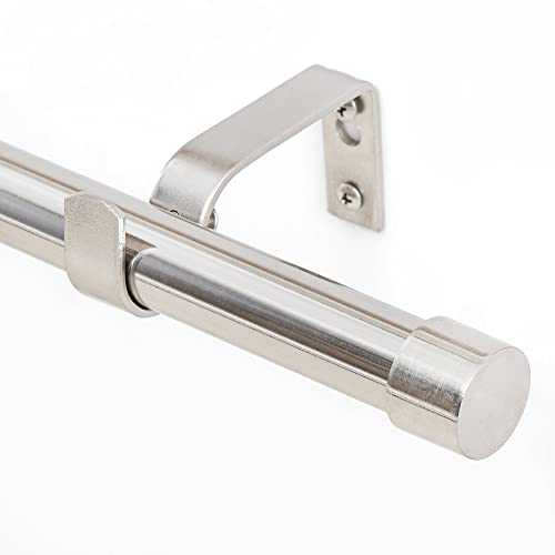 NICETOWN Decorative Single Window Drape Curtain Rod Standard 1 inch Diameter Adjustable 48-86" Length with End Cap/Cylinder Finials Style for French Door Fitting Room Patio Curtains, Matt Bl