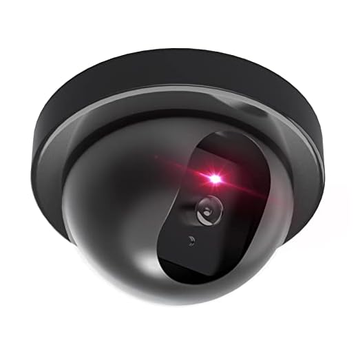 WALI Dummy Fake Security CCTV Dome Camera with Flashing Red LED Light With Security Alert Sticker Decals (SD-1), Black