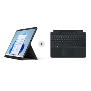 Microsoft Surface Pro 8, 13 Zoll 2-in-1 Tablet (Intel Core i5, 8GB RAM, 256GB SSD, Win 11 Home) Graphit Surface Pro Signature Keyboard im Bundle mit Slim Pen 2 Schwarz