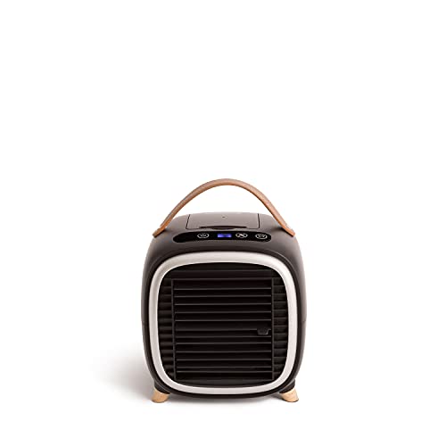 CREATE/AIR COOLER BOX STUDIO/Mini ventilador de mesa negro/Cable USB, PANEL LDC TOUCH, 3 velocidades, temporizador hasta 8h, depósito 400ml, 5W