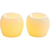 Inglow CG24101CR201 Flameless Mini Hurricanes Vanilla Scented Candle, Cream, 2-Pack