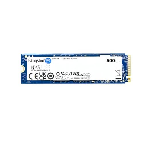 Kingston NV3 NVMe PCIe 4.0 Internal SSD 500GB M.2 2280-SNV3S/500G