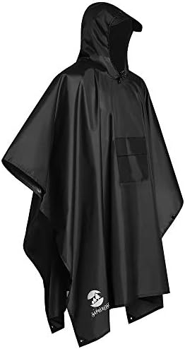 3-in-1 Multi-Functional Rain Poncho Adult 85.8 x 55.5 inches Polyester Outdoor Rainwear - Waterproof Raincoat, Sunshade Tarp, Tent Ground Sheet Mat
