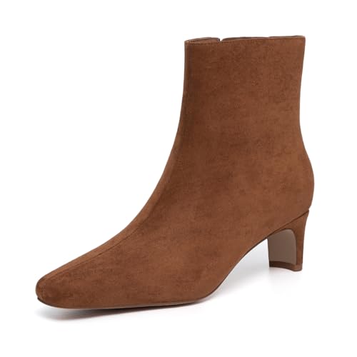 Athlefit Women's Ankle Boots Fashion Low Heel Pointed Square Toe