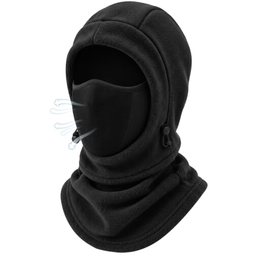AYPOW Thermal Breathable Motorcycle Balaclava Ski Mask Unisex, Windproof Warm Fleece Lined Winter Cycling Hat Under the Helmet Friendly, Face Cover