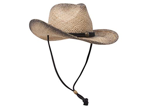 Mg Tea Stained Raffia Straw Cowboy Hat - Tan With Tint Of Black #TOP1