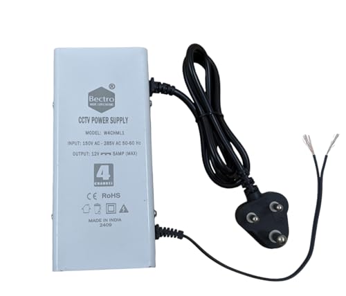 Image of Bectro CCTV Power Supply SMPS 4 Channel 12V 5 Amp Max. Output with Voltage Booster Technology, Metal Body Single Wire Output