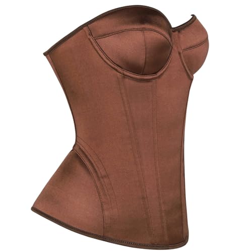 Image of Satin Corset Tops for Women Strapless Bustier Sweetheart Neckline Boned Bodice Bridal Lingerie Party Clubwear