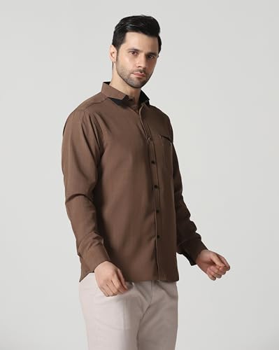 Image of TAGDO Men's Full Sleeve Shirt | Pocket Design and Spread Collar Shirt for Man (2054)