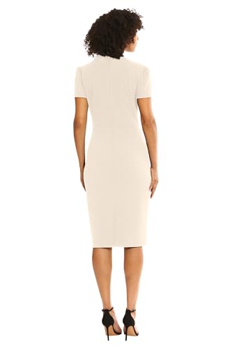 Image of Maggy London Womens Midi Short Sleeve Sheath with Neck Tie Career Office Work WearCocktail Dress
