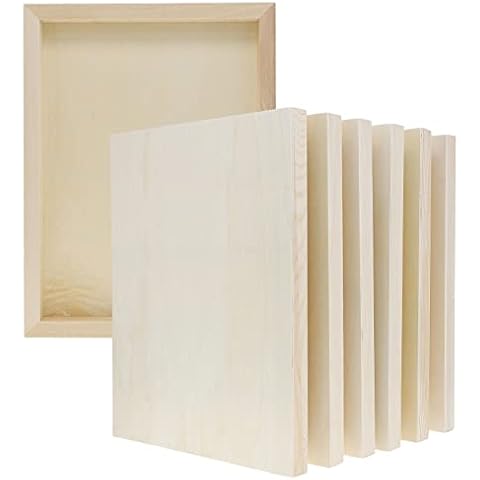 Bright Creations Unfinished Wooden Panels, 6 Pack Wood Canvas Boards for Painting, Arts and Crafts, Rectangular, 23 x 30.5 cm Cover