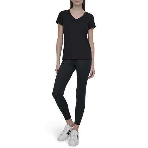 DKNY Women's Short Sleeve V-Neck T-Shirt, Black, Large by DKNY - Used condition - Image 2