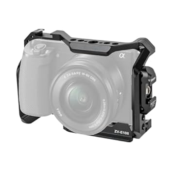 Gaiola para câmera ZV-E10 II, Alpha ZV-E10 ii/ZVE10 ii com trava de alça de ombro para câmera e braçadeiras de cabo HDMI/SDI/USB-A/USB-C/Tipo-C, suporta cabo de 2 ~ 6 mm de diâmetro