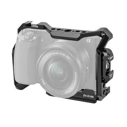 ZV-E10 II cage Alpha ZV-E10 ii/ZVE10 ii Camera Cage with Camera Shoulder Strap Lock and HDMI/SDI/USB-A/USB-C/Type-C Cable Clamps Support 2~6 mm Diameter Cable