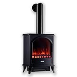 KAMINIO Chimenea eléctrica Leni - Estufa de Chimenea con calefacción, Efecto Llama 3D (Negro con Tubo)