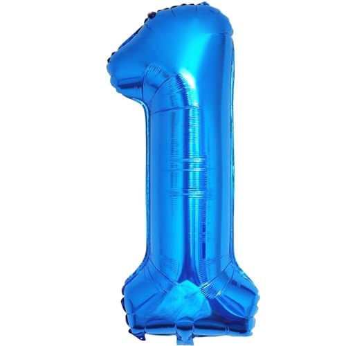 Vthoviwa 101 CM Compleanno Palloncini Numeri 1 Blu, Pallone 1. 0123456789,10-19,20-25,30,40,50,60,70,80,90 Compleanno Numero Palloncini Foglio, Palloncino 1 Decorazione Festa Supporta Elio