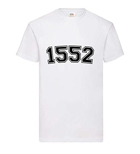 T-shirt pour homme blanc 1552 en coton haut de gamme et finitions robustes XXXL