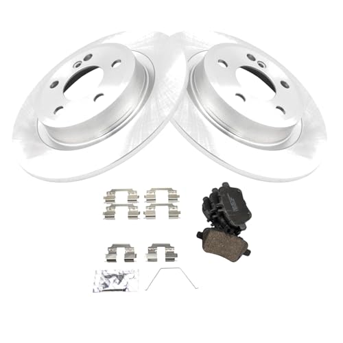 Image of TRQ Rear Brake Pad and Rotor Set Ceramic Compatible with 2014-2015 Mercedes-Benz B Electric Drive 2016-2017 B250e 2014-2019 CLA250 2015-2020 GLA250 2017-2019 Infiniti QX30