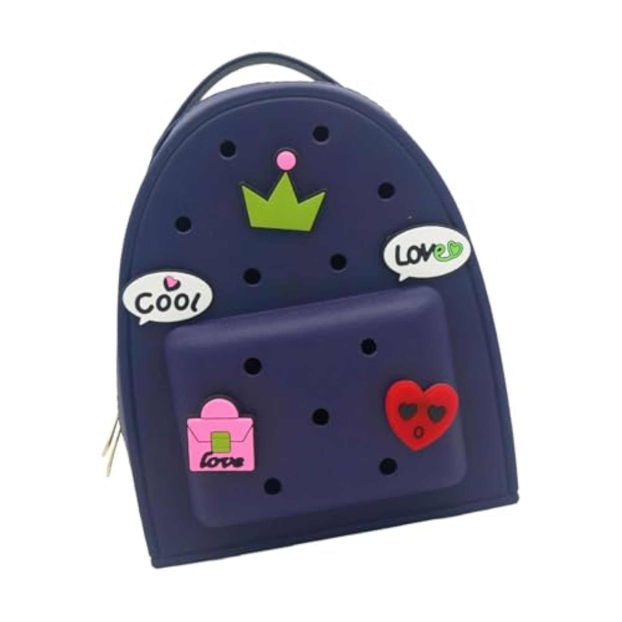 Kids Waterproof Silicone Jelly Clog Backpack, Dark Blue
