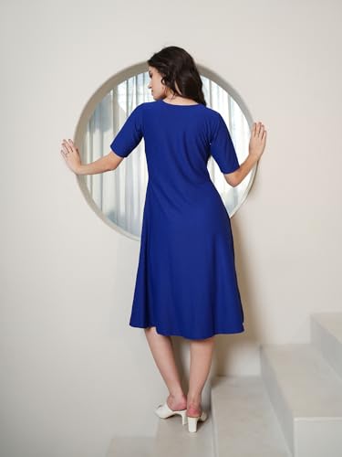 Image of PURVAJA Women's A-line Midi Length Dress (Nisi-042-045)