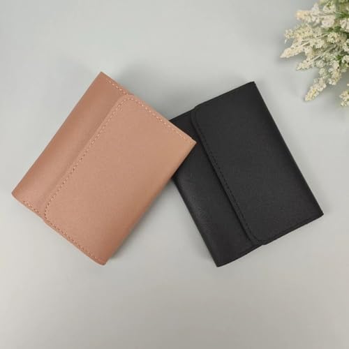 PU Leather Girl Credit Card Holder Multifunction Ultra-thin Solid Color Small Coin Purse Trip3