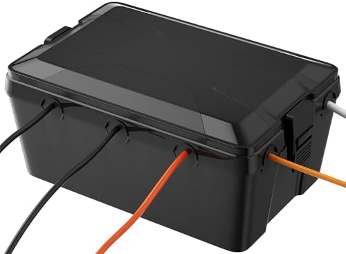 Extra Large Weatherproof Electric Box, IP54 Waterproof Outdoor Outlet Cover, Outdoor Electrical Box Protect Outlet, Plug, LED Strip Lights from Water, Snow, Dust, 32 x 21 x 13 cm, Black