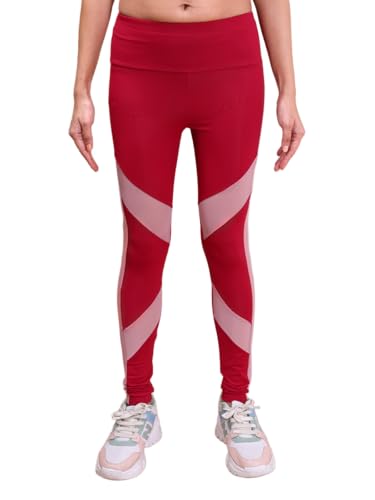 Image of Rupa Colors Womens PLAYSURE Dry FIT Activewear Leggings | Stretchable Warp Knit Fabric | Breathable Mesh Self-Folding Waistband | Body-Hugging | Reflecting Logo